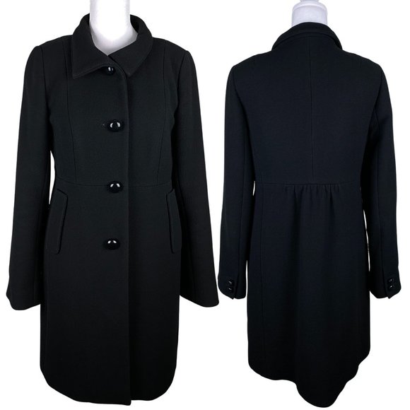 J Crew Thinsulate Wool Peacoat Trench Wool Black Coat Jacket Women's Size 4 - Picture 1 of 12